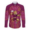 Brisbane Broncos Mascot Long Sleeve Button Shirt Australian Rugby Culture - Powerful Horse Athlete