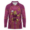 Brisbane Broncos Mascot Long Sleeve Polo Shirt Australian Rugby Culture - Powerful Horse Athlete