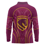 Brisbane Broncos Mascot Long Sleeve Polo Shirt Australian Rugby Culture - Powerful Horse Athlete