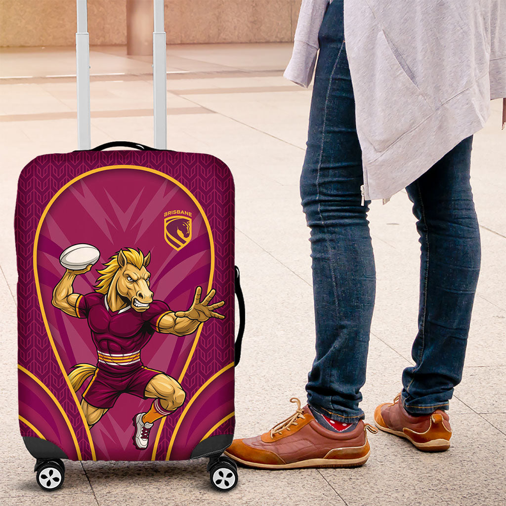 Brisbane Broncos Mascot Luggage Cover Australian Rugby Culture - Powerful Horse Athlete