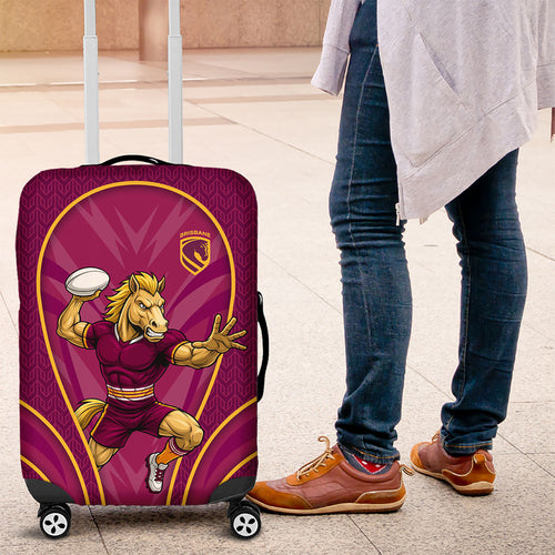 Brisbane Broncos Mascot Luggage Cover Australian Rugby Culture - Powerful Horse Athlete