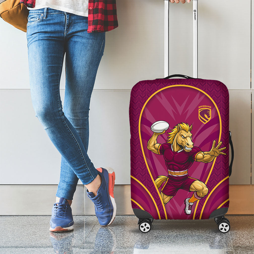 Brisbane Broncos Mascot Luggage Cover Australian Rugby Culture - Powerful Horse Athlete