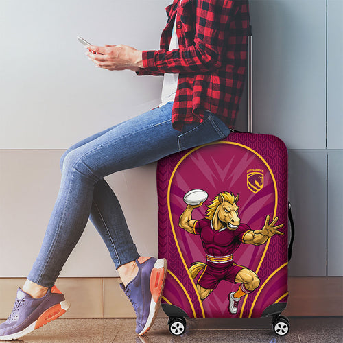 Brisbane Broncos Mascot Luggage Cover Australian Rugby Culture - Powerful Horse Athlete