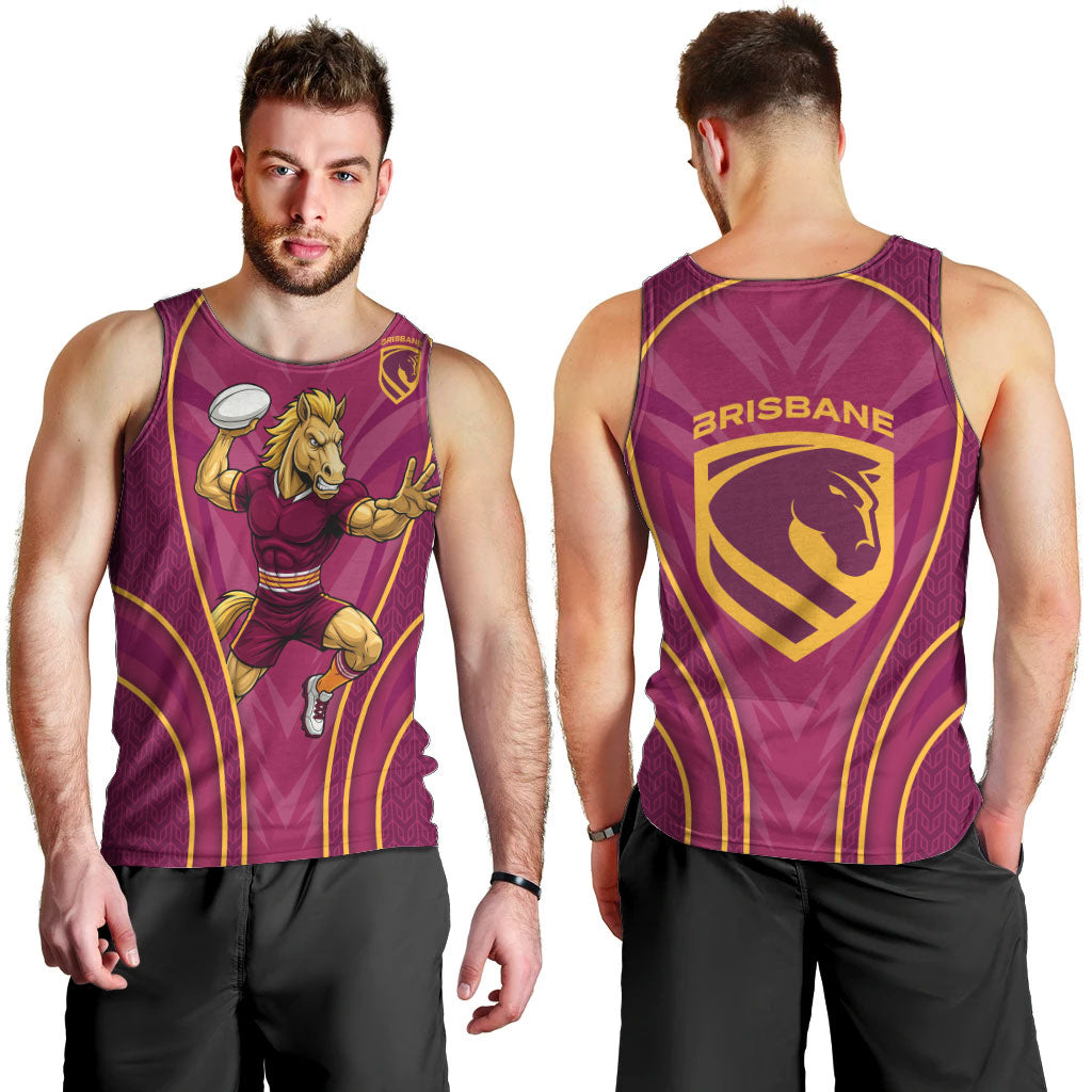 Brisbane Broncos Mascot Men Tank Top Australian Rugby Culture - Powerful Horse Athlete