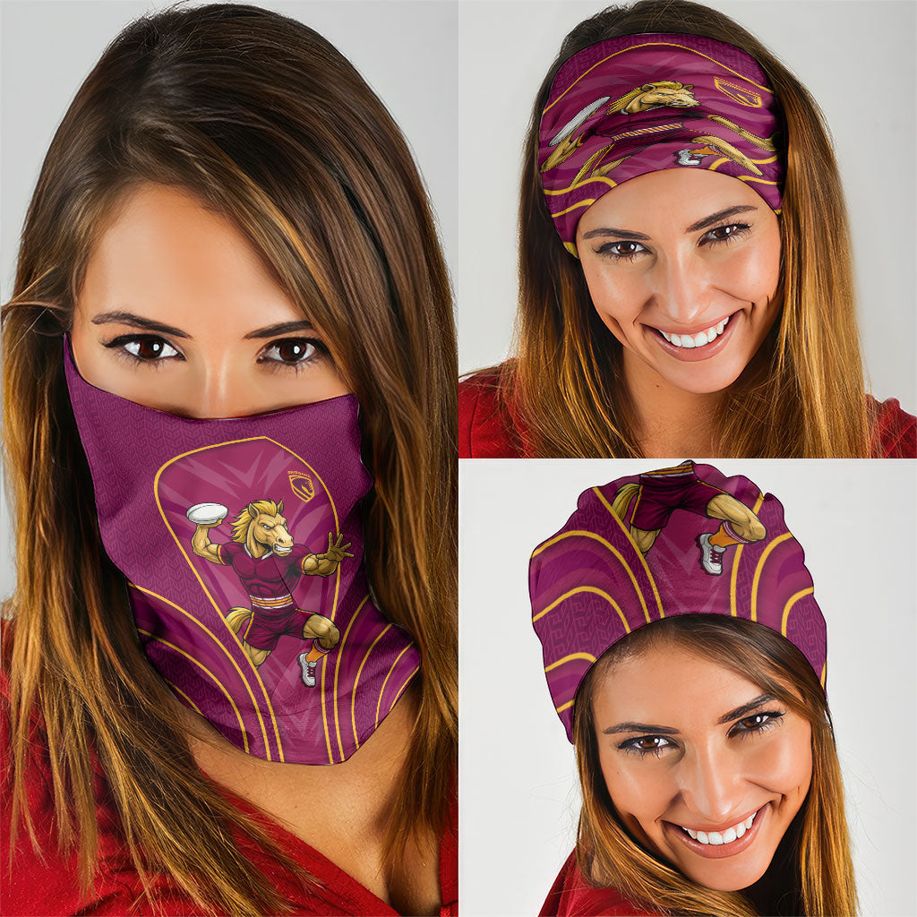 Brisbane Broncos Mascot Neck Gaiter Australian Rugby Culture - Powerful Horse Athlete