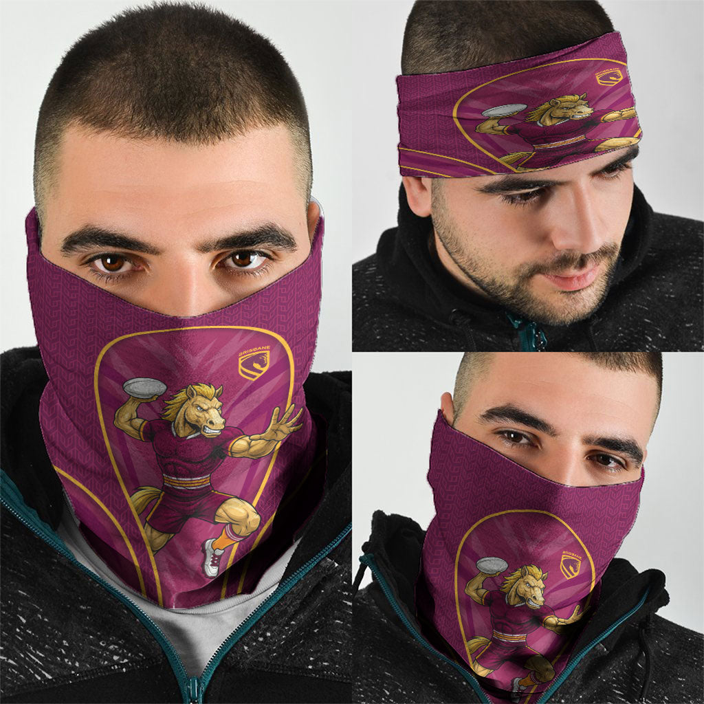 Brisbane Broncos Mascot Neck Gaiter Australian Rugby Culture - Powerful Horse Athlete
