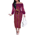 Brisbane Broncos Mascot Off The Shoulder Long Sleeve Dress Australian Rugby Culture - Powerful Horse Athlete