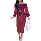 Brisbane Broncos Mascot Off The Shoulder Long Sleeve Dress Australian Rugby Culture - Powerful Horse Athlete