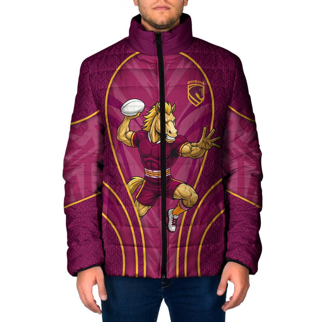 Brisbane Broncos Mascot Padded Jacket Australian Rugby Culture - Powerful Horse Athlete