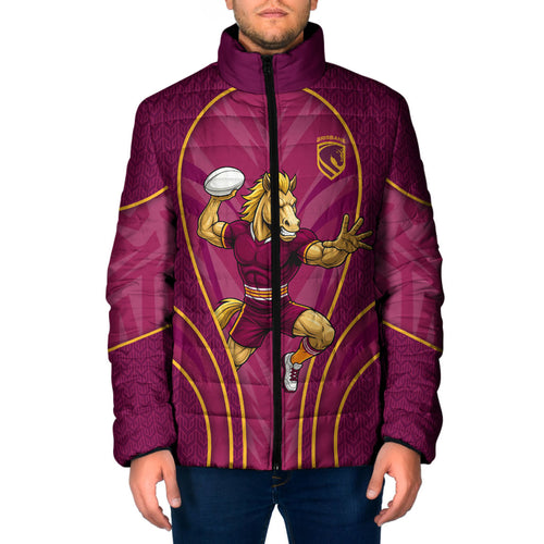 Brisbane Broncos Mascot Padded Jacket Australian Rugby Culture - Powerful Horse Athlete