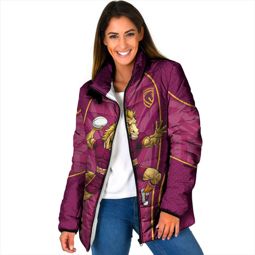 Brisbane Broncos Mascot Padded Jacket Australian Rugby Culture - Powerful Horse Athlete