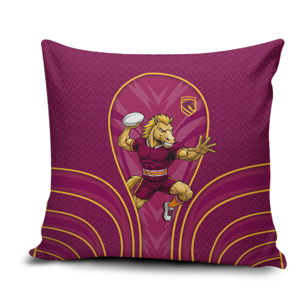 Brisbane Broncos Mascot Pillow Cover Australian Rugby Culture - Powerful Horse Athlete