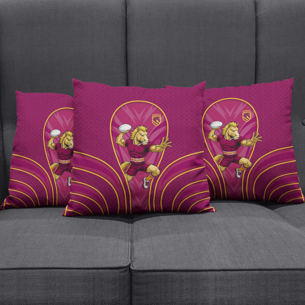 Brisbane Broncos Mascot Pillow Cover Australian Rugby Culture - Powerful Horse Athlete
