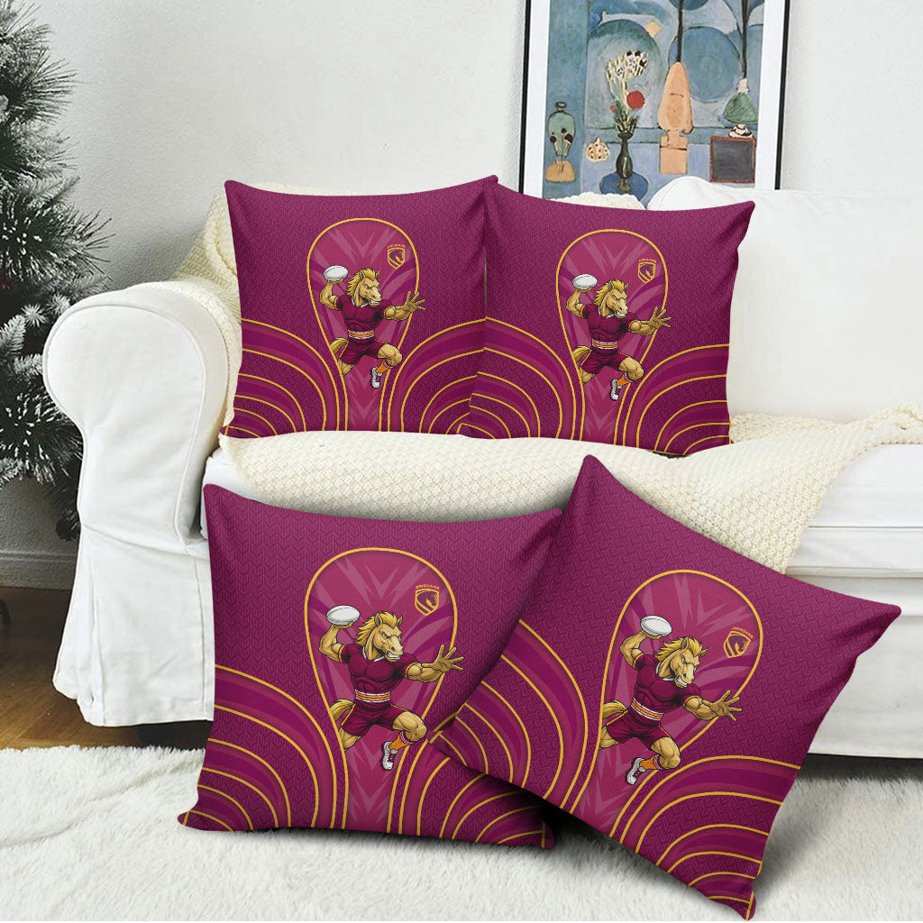 Brisbane Broncos Mascot Pillow Cover Australian Rugby Culture - Powerful Horse Athlete