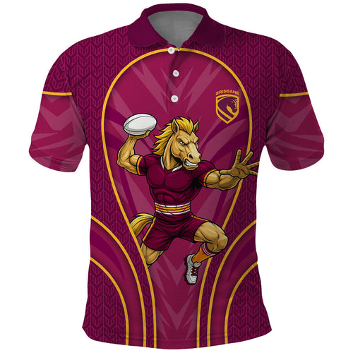Brisbane Broncos Mascot Polo Shirt Australian Rugby Culture - Powerful Horse Athlete