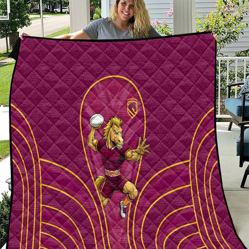 Brisbane Broncos Mascot Quilt Australian Rugby Culture - Powerful Horse Athlete
