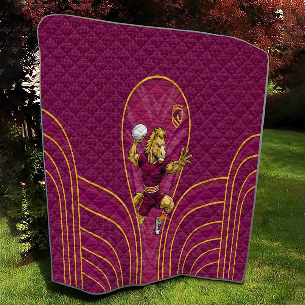 Brisbane Broncos Mascot Quilt Australian Rugby Culture - Powerful Horse Athlete