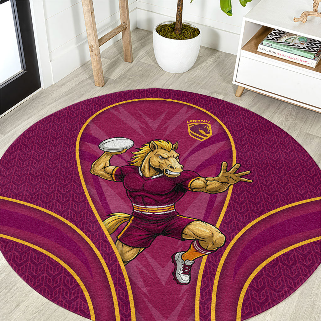 Brisbane Broncos Mascot Round Carpet Australian Rugby Culture - Powerful Horse Athlete