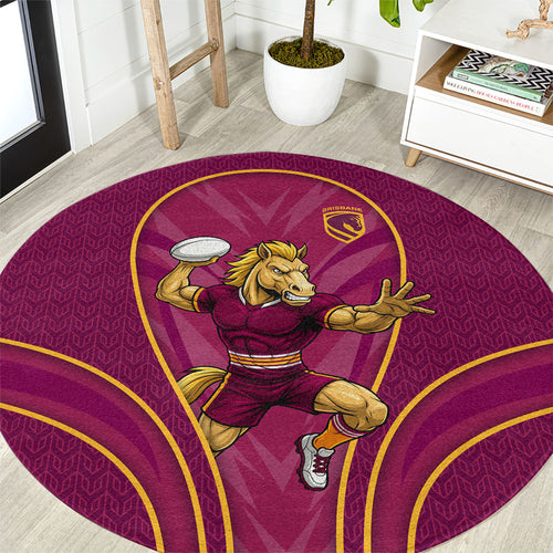 Brisbane Broncos Mascot Round Carpet Australian Rugby Culture - Powerful Horse Athlete