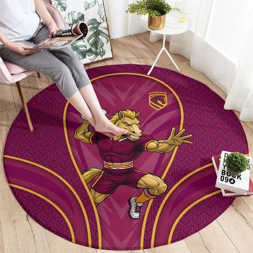 Brisbane Broncos Mascot Round Carpet Australian Rugby Culture - Powerful Horse Athlete