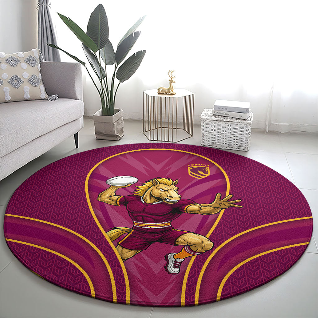 Brisbane Broncos Mascot Round Carpet Australian Rugby Culture - Powerful Horse Athlete