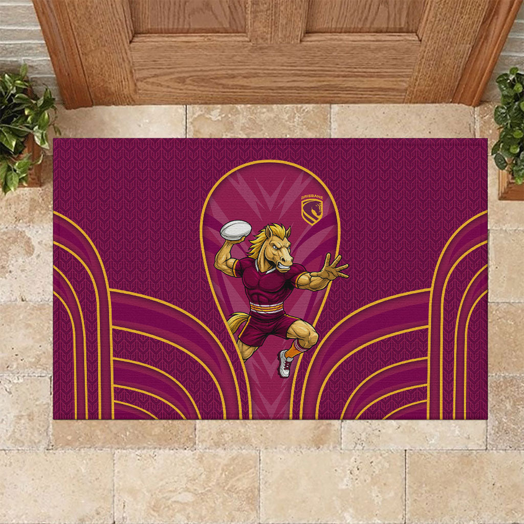 Brisbane Broncos Mascot Rubber Doormat Australian Rugby Culture - Powerful Horse Athlete