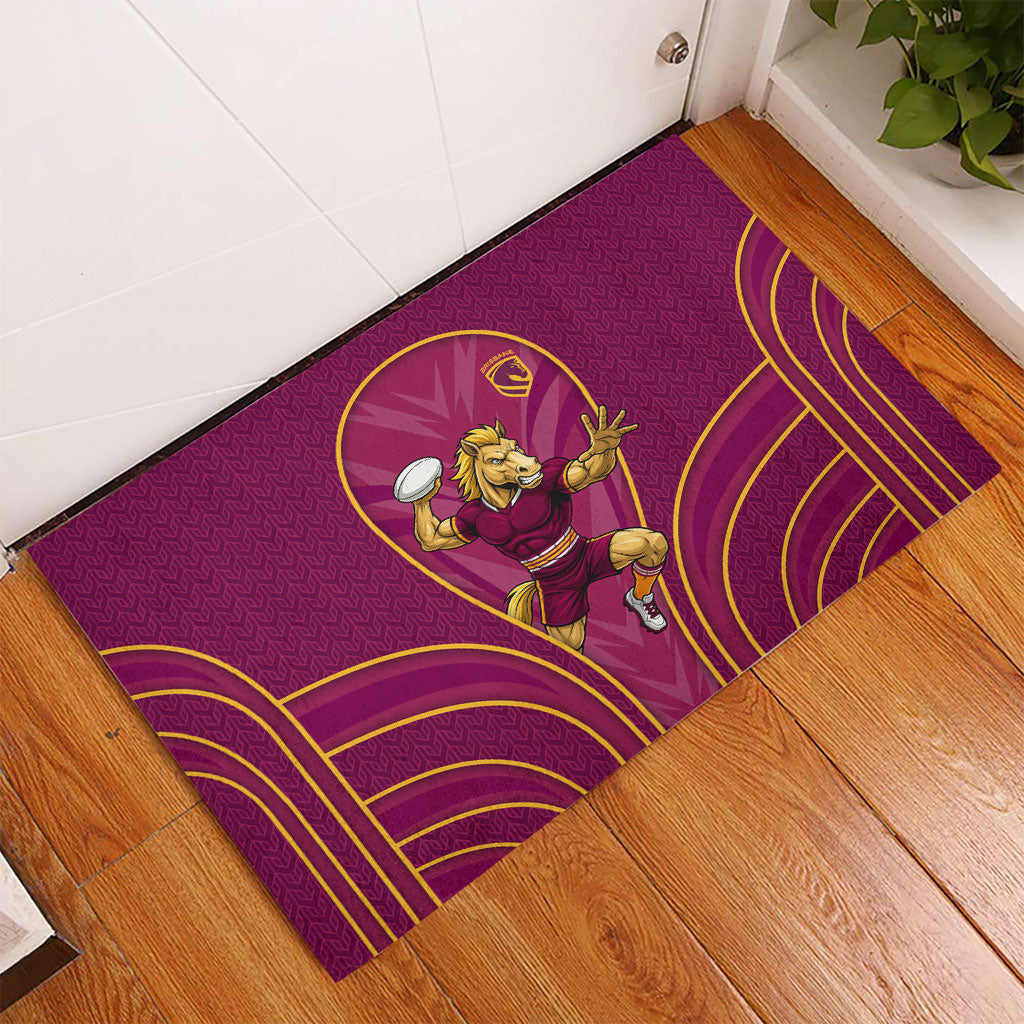 Brisbane Broncos Mascot Rubber Doormat Australian Rugby Culture - Powerful Horse Athlete