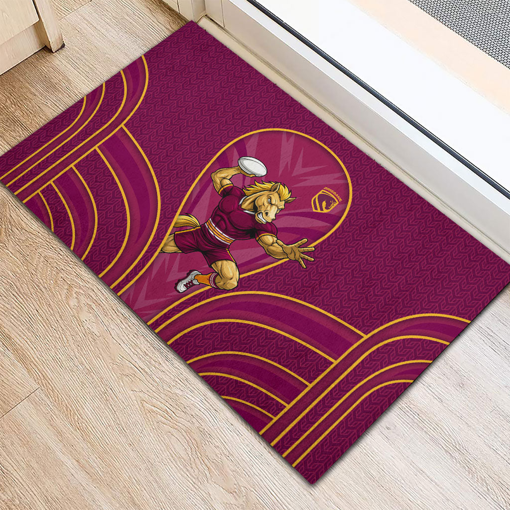 Brisbane Broncos Mascot Rubber Doormat Australian Rugby Culture - Powerful Horse Athlete