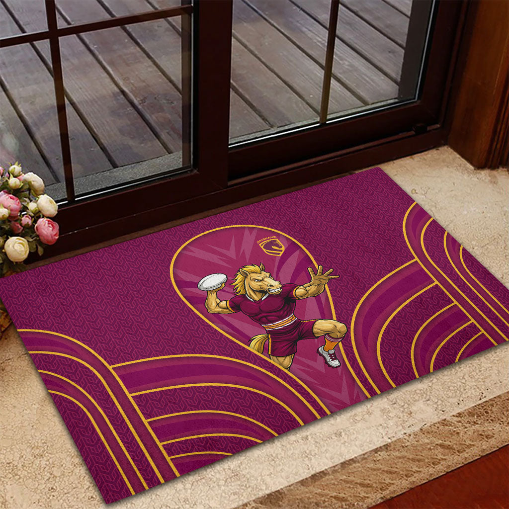 Brisbane Broncos Mascot Rubber Doormat Australian Rugby Culture - Powerful Horse Athlete