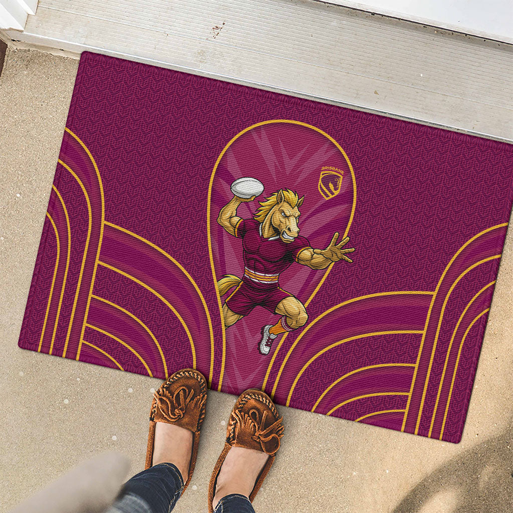 Brisbane Broncos Mascot Rubber Doormat Australian Rugby Culture - Powerful Horse Athlete