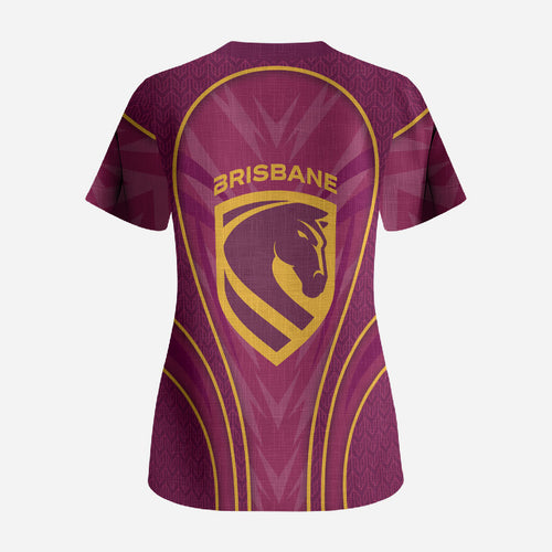 Brisbane Broncos Mascot Scrub Top Australian Rugby Culture - Powerful Horse Athlete
