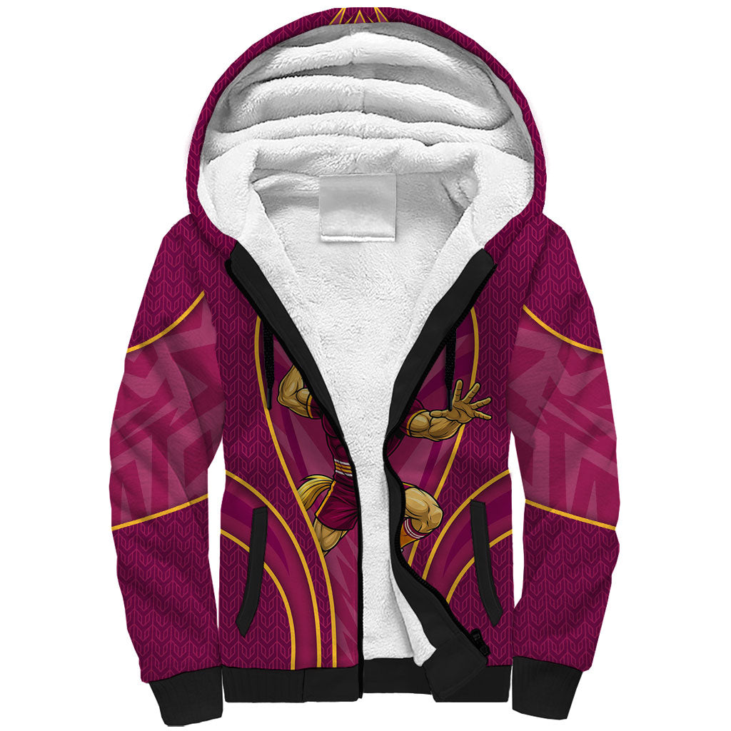 Brisbane Broncos Mascot Sherpa Hoodie Australian Rugby Culture - Powerful Horse Athlete
