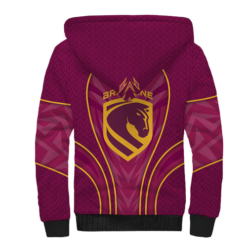 Brisbane Broncos Mascot Sherpa Hoodie Australian Rugby Culture - Powerful Horse Athlete