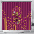 Brisbane Broncos Mascot Shower Curtain Australian Rugby Culture - Powerful Horse Athlete