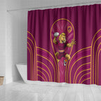 Brisbane Broncos Mascot Shower Curtain Australian Rugby Culture - Powerful Horse Athlete