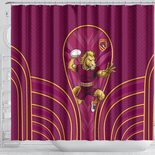 Brisbane Broncos Mascot Shower Curtain Australian Rugby Culture - Powerful Horse Athlete
