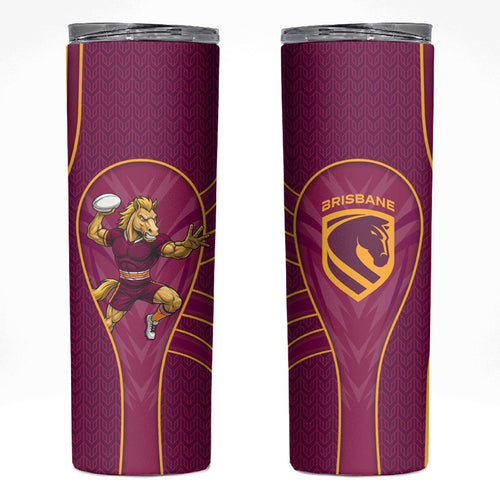 Brisbane Broncos Mascot Skinny Tumbler Australian Rugby Culture - Powerful Horse Athlete