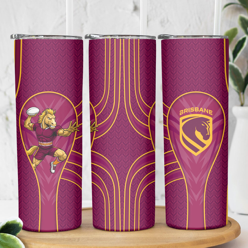 Brisbane Broncos Mascot Skinny Tumbler Australian Rugby Culture - Powerful Horse Athlete