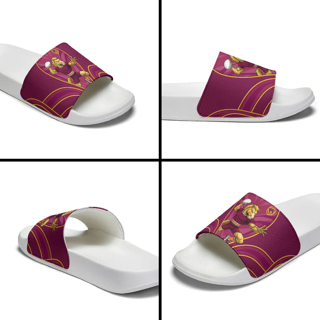 Brisbane Broncos Mascot Slide Sandals Australian Rugby Culture - Powerful Horse Athlete