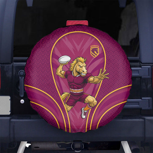 Brisbane Broncos Mascot Spare Tire Cover Australian Rugby Culture - Powerful Horse Athlete