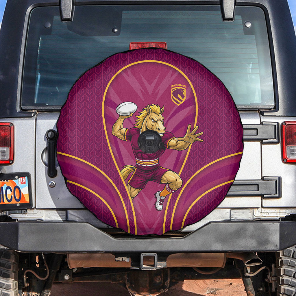 Brisbane Broncos Mascot Spare Tire Cover Australian Rugby Culture - Powerful Horse Athlete