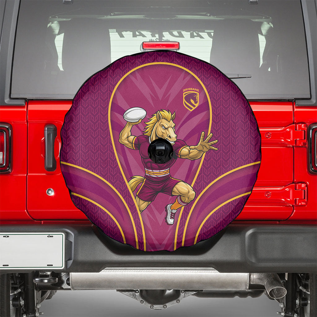 Brisbane Broncos Mascot Spare Tire Cover Australian Rugby Culture - Powerful Horse Athlete