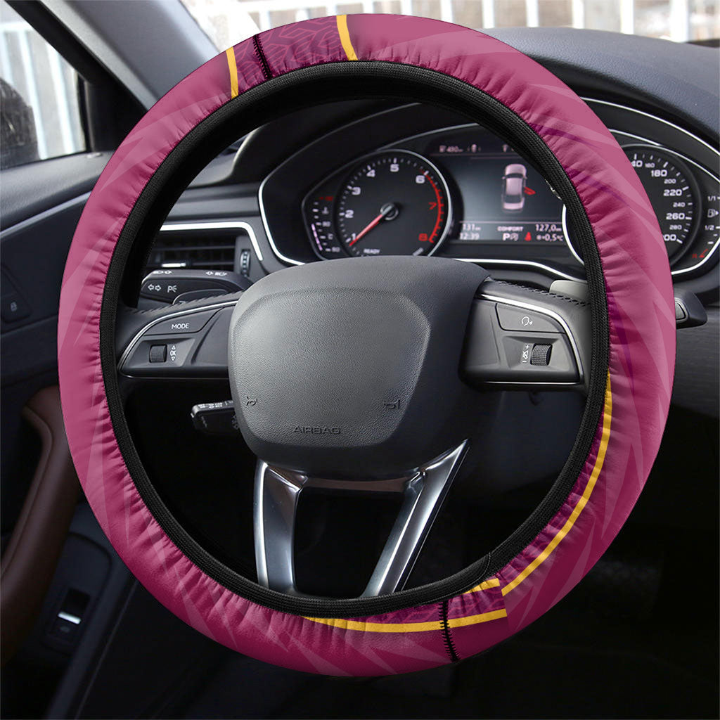 Brisbane Broncos Mascot Steering Wheel Cover Australian Rugby Culture - Powerful Horse Athlete