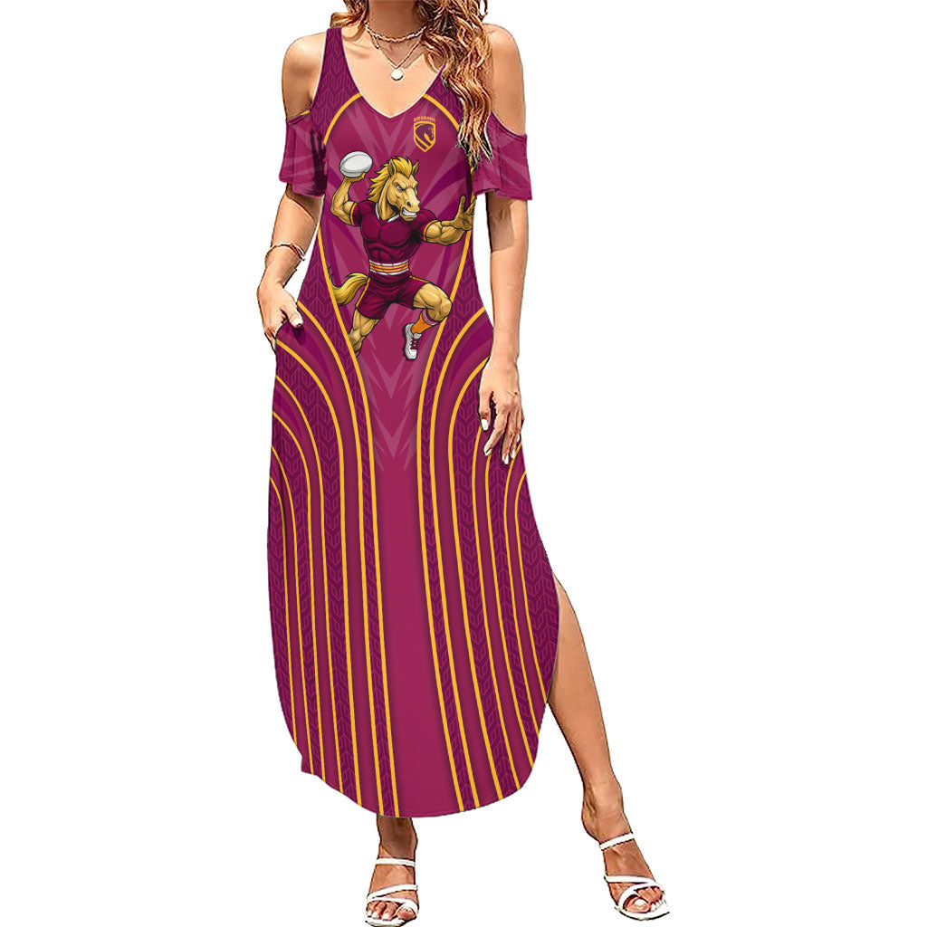 Brisbane Broncos Mascot Summer Maxi Dress Australian Rugby Culture - Powerful Horse Athlete