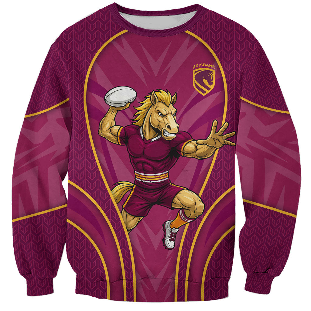 Brisbane Broncos Mascot Sweatshirt Australian Rugby Culture - Powerful Horse Athlete