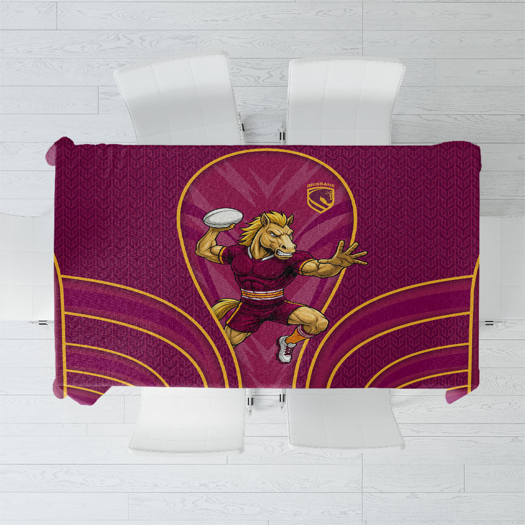 Brisbane Broncos Mascot Tablecloth Australian Rugby Culture - Powerful Horse Athlete