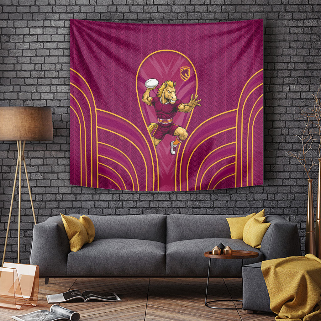 Brisbane Broncos Mascot Tapestry Australian Rugby Culture - Powerful Horse Athlete