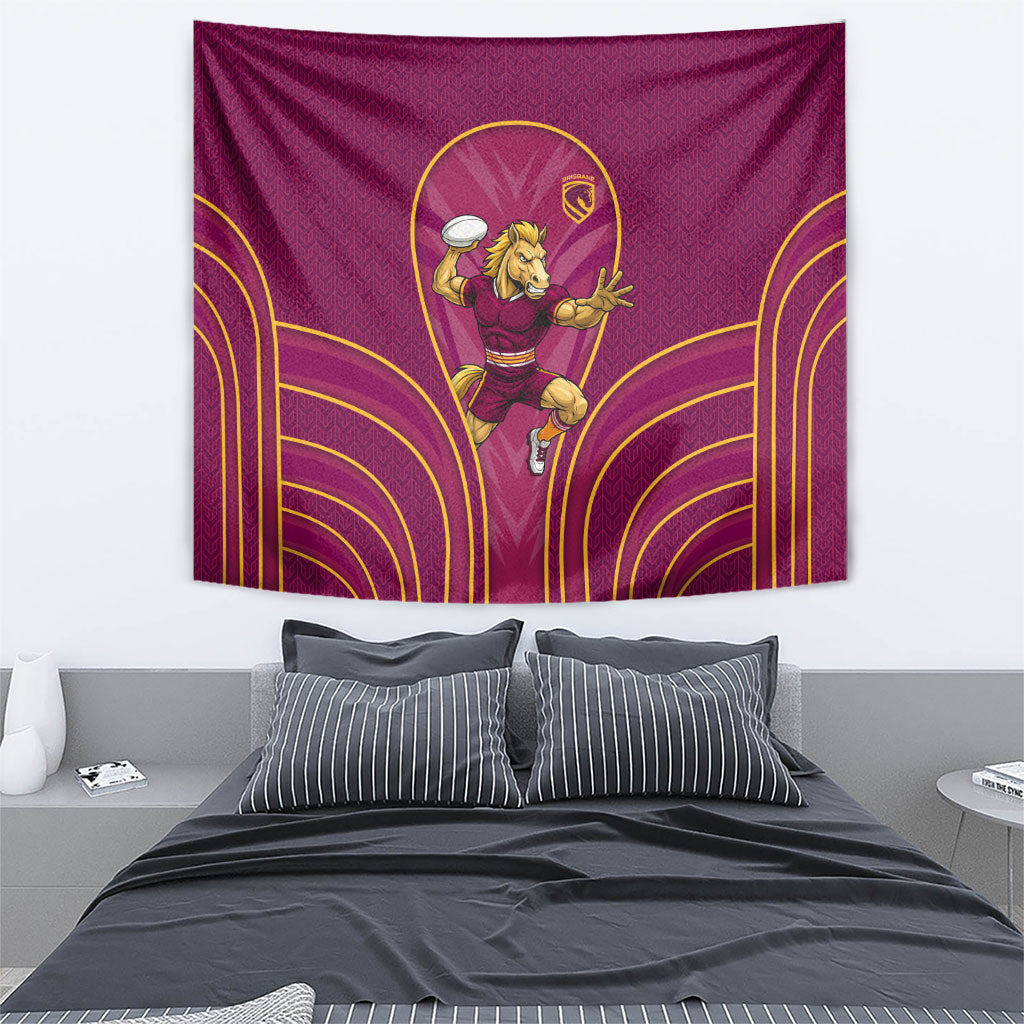 Brisbane Broncos Mascot Tapestry Australian Rugby Culture - Powerful Horse Athlete