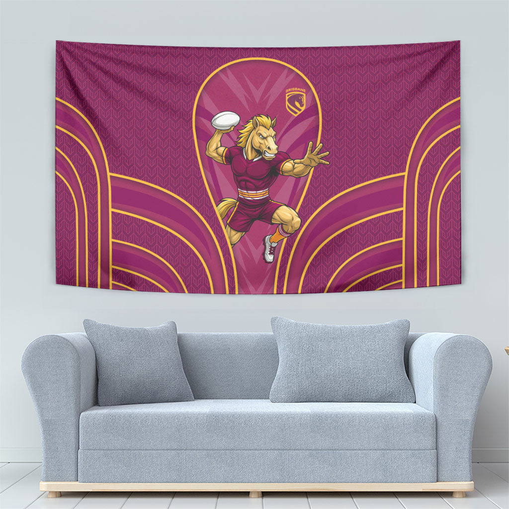 Brisbane Broncos Mascot Tapestry Australian Rugby Culture - Powerful Horse Athlete