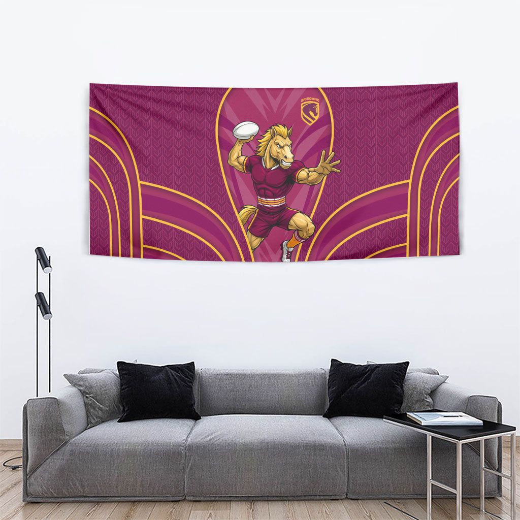 Brisbane Broncos Mascot Tapestry Australian Rugby Culture - Powerful Horse Athlete